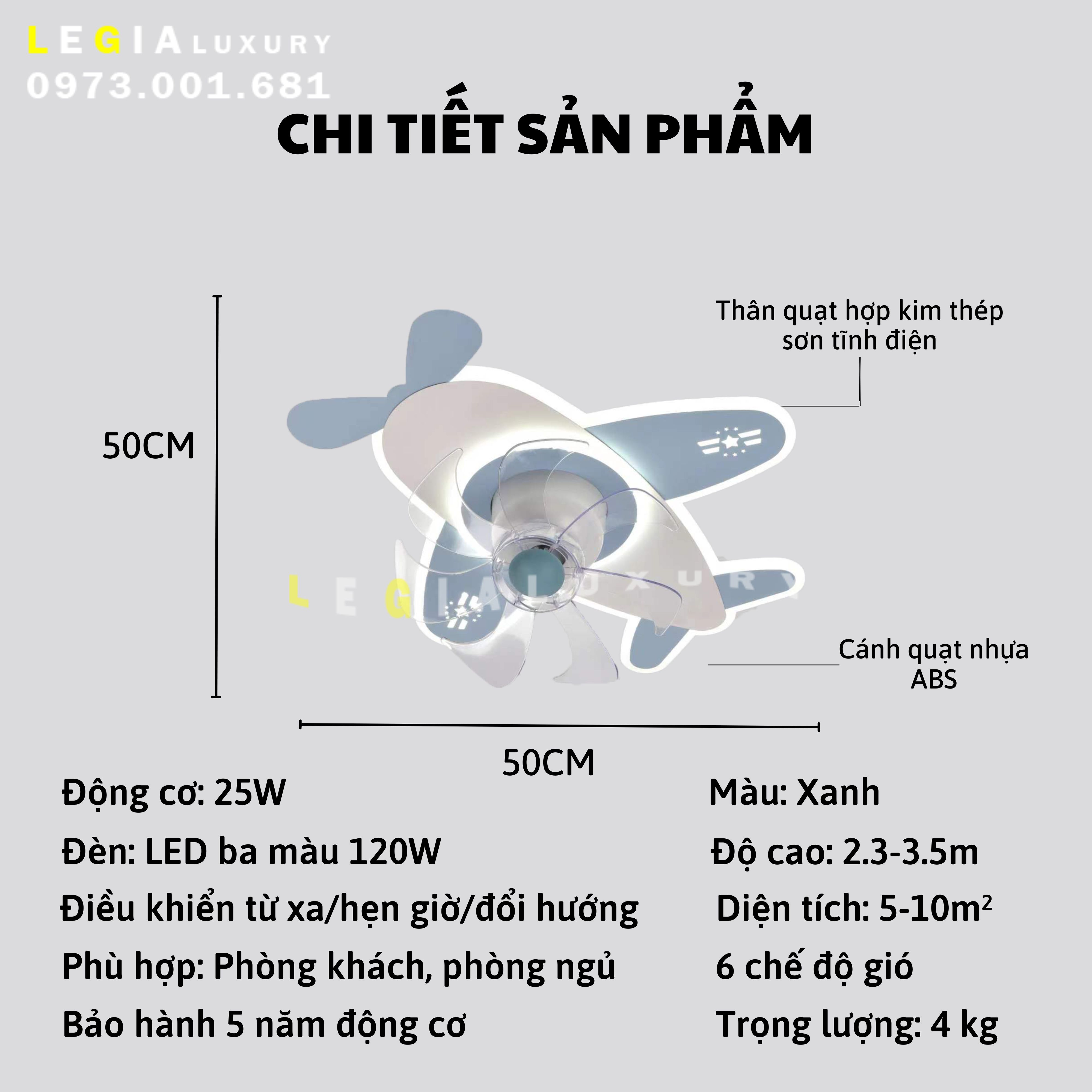 Mô tả Quạt trần cho bé | Quạt trần phòng ngủ trẻ em | Quạt trần nhỏ nhẹ | Quạt trần mini Lê Gia - 11