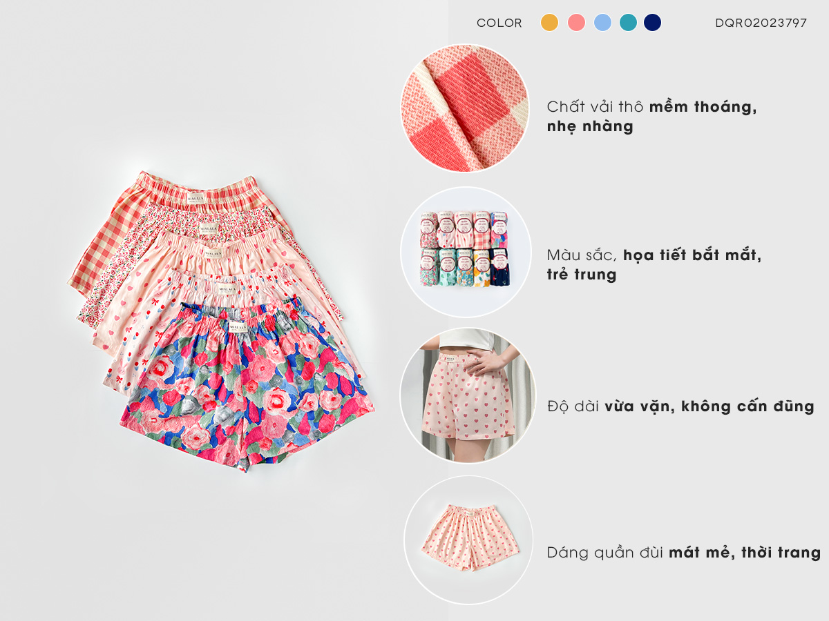 Mô tả Quần short mặc nhà, quần đùi thô mềm mại, thoáng mát Mialala 3797 DQR02023797 - 1