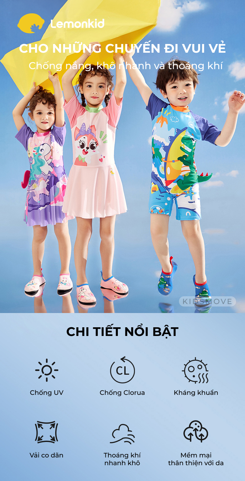Mô tả Đồ bơi trẻ em Hàn Quốc Lemonkid vải co giãn chống tia UV, kháng clorua, khô siêu nhanh - 1