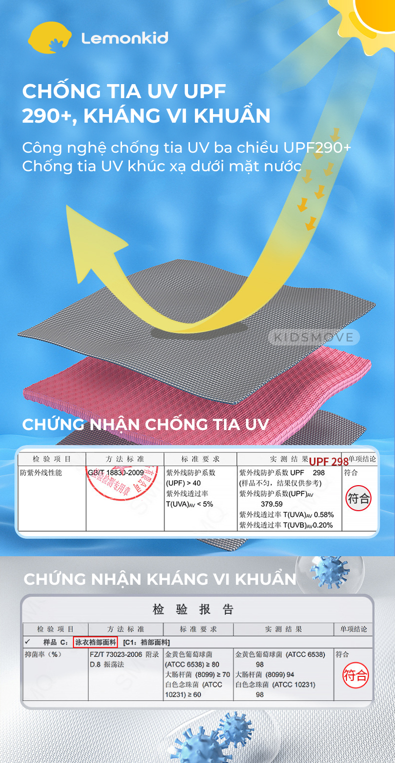Mô tả Đồ bơi trẻ em Hàn Quốc Lemonkid vải co giãn chống tia UV, kháng clorua, khô siêu nhanh - 4