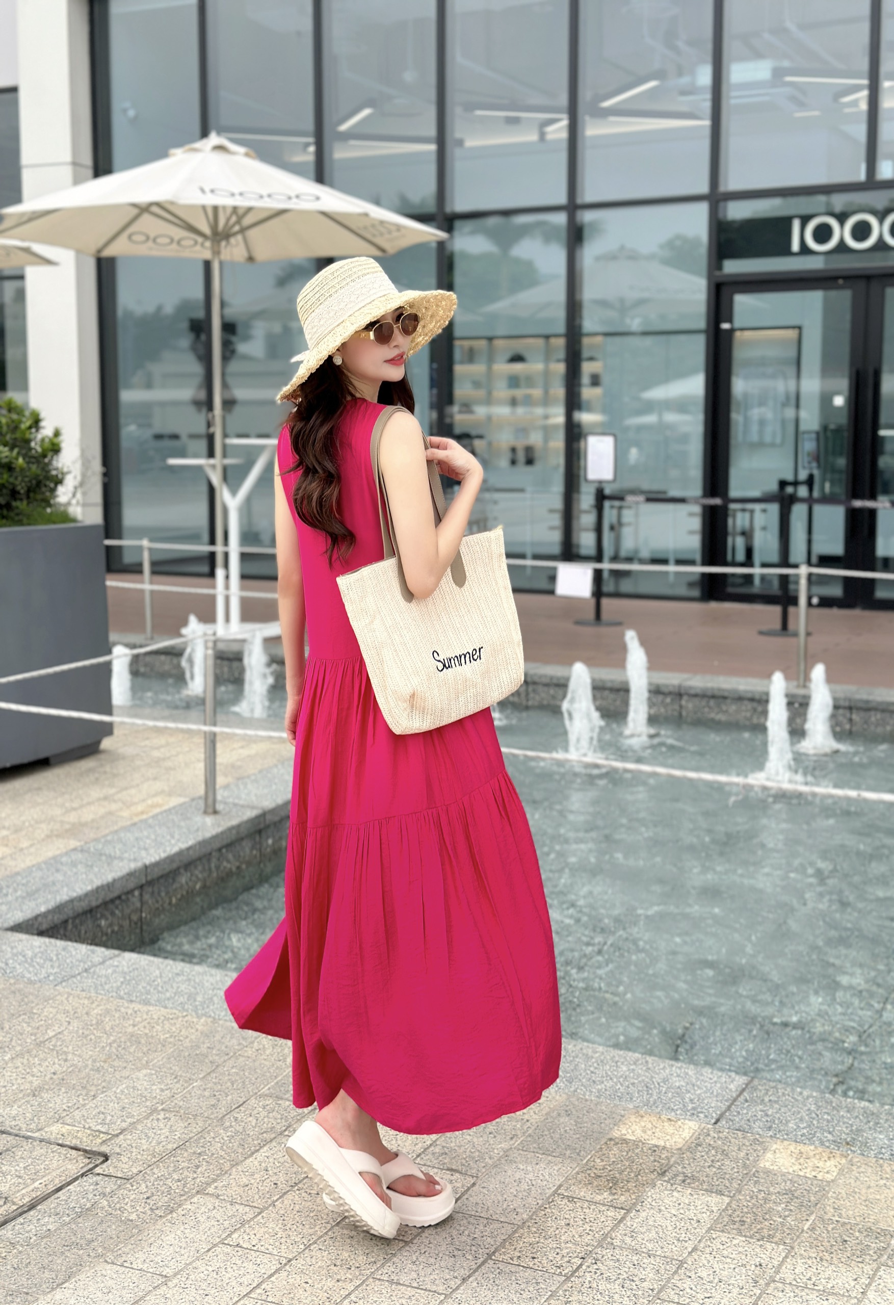 Mô tả Váy sát nách dáng dài kiểu maxi 3 tầng chất đũi mềm mát  thấm hút mồ hôi Evalover - 2