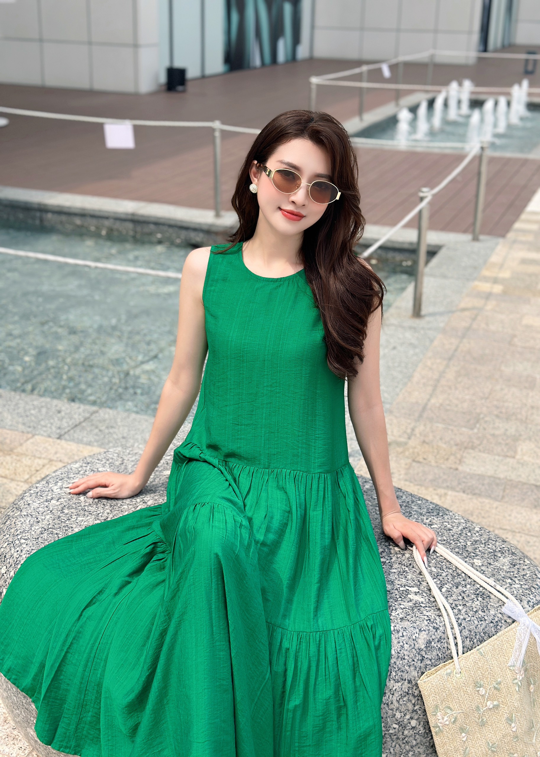 Mô tả Váy sát nách dáng dài kiểu maxi 3 tầng chất đũi mềm mát  thấm hút mồ hôi Evalover - 4