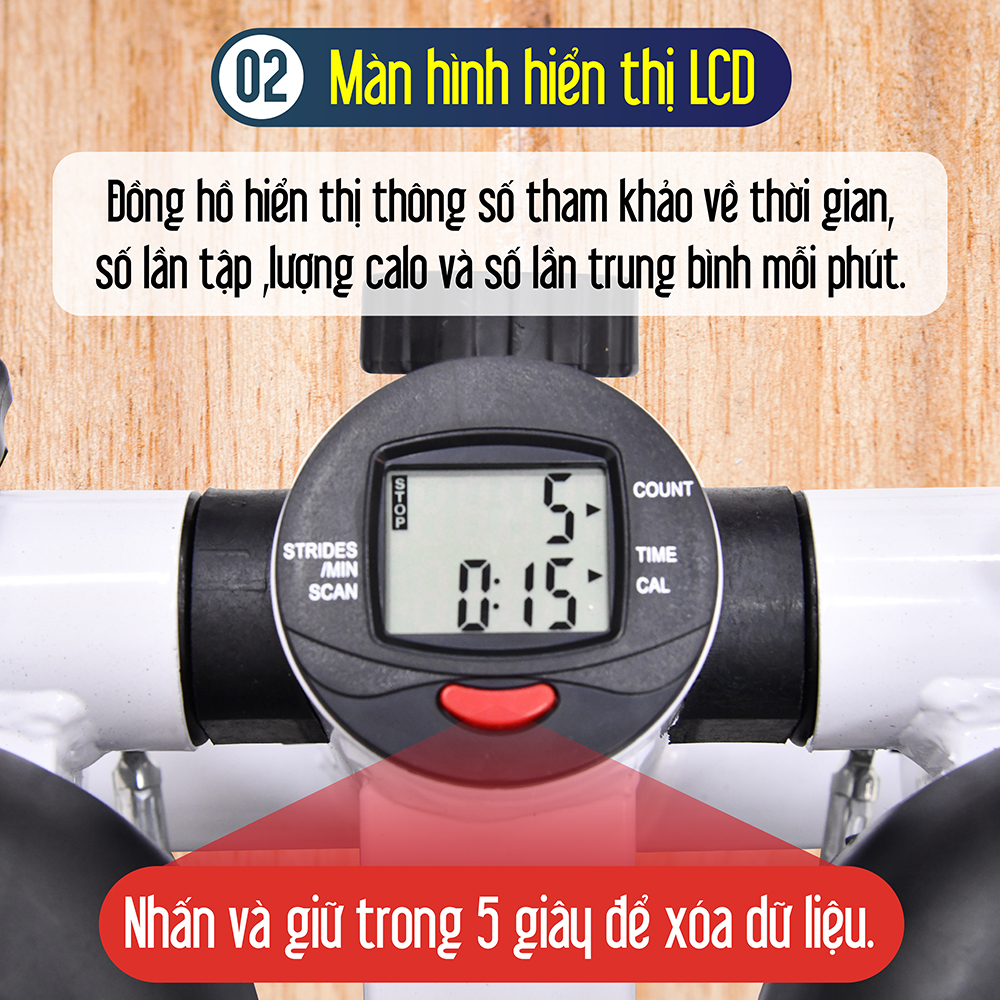 Mô tả BG - Máy Chạy Bộ Tại Chỗ MINI STEPPER MSP101 có dây kéo + đồng hồ - 12