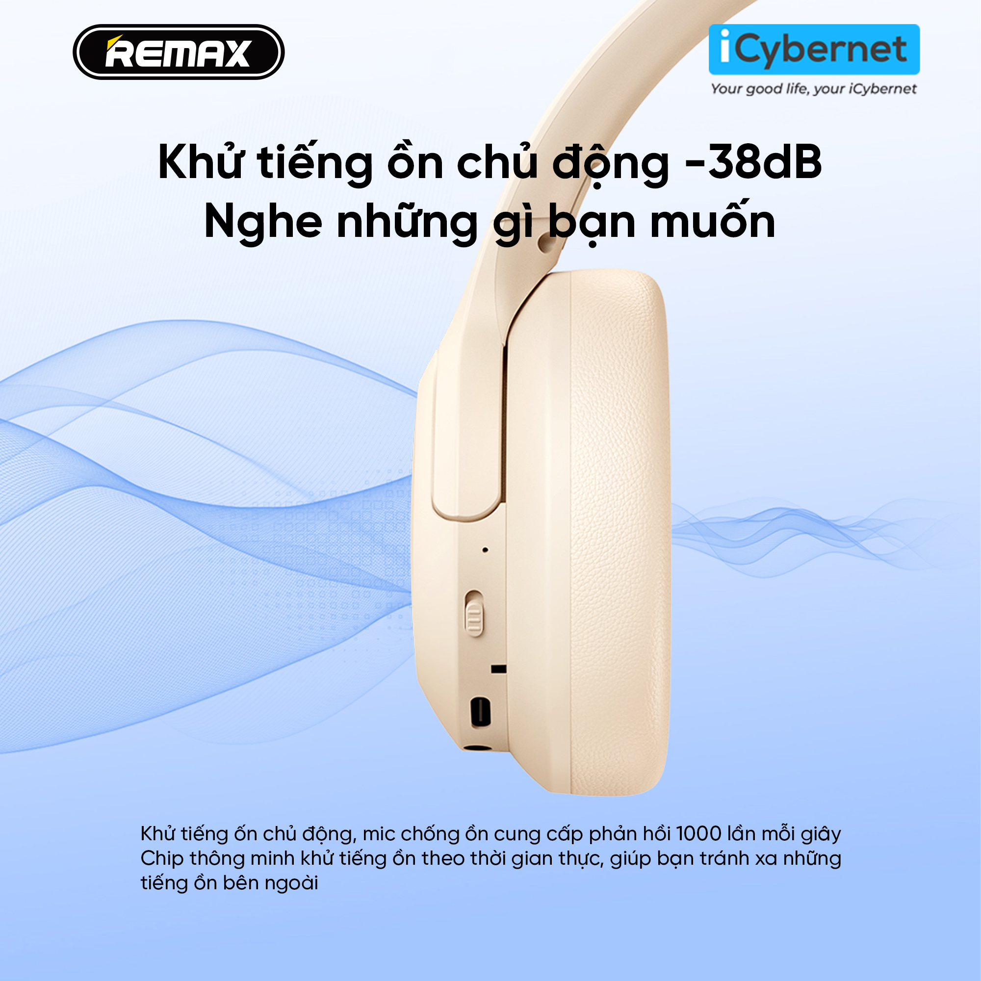 Tai nghe chụp tai không dây chống ồn chủ động ANC Remax RB-900HB - Hàng ...