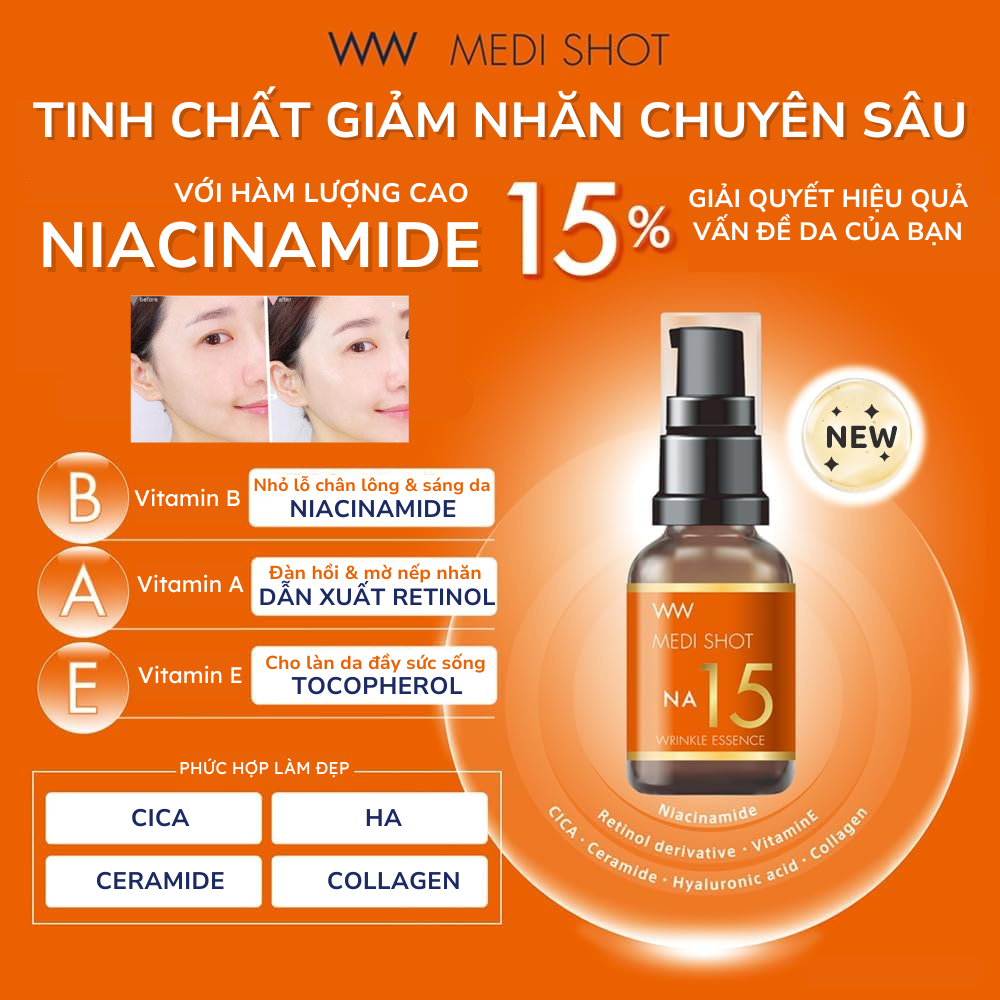 Mô tả Serum Niacinamide 15% Trắng Da Se Khít Lỗ Chân Lông Medi Shot NA15 MEISHOKU 30ml - 1