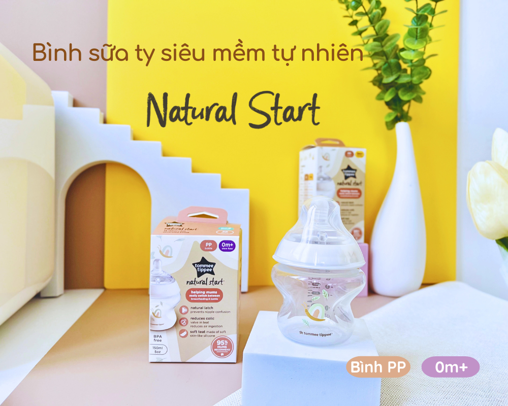 Mô tả Bình Sữa PP Ty Siêu Mềm Tự Nhiên Tommee Tippee Natural Start 150ml, Núm Ty Của Bình 0-3 Tháng - Hoạ Tiết - 2