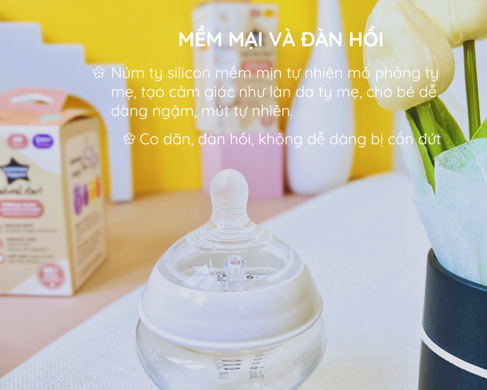 Mô tả Bình Sữa PP Ty Siêu Mềm Tự Nhiên Tommee Tippee Natural Start 150ml, Núm Ty Của Bình 0-3 Tháng - Hoạ Tiết - 3