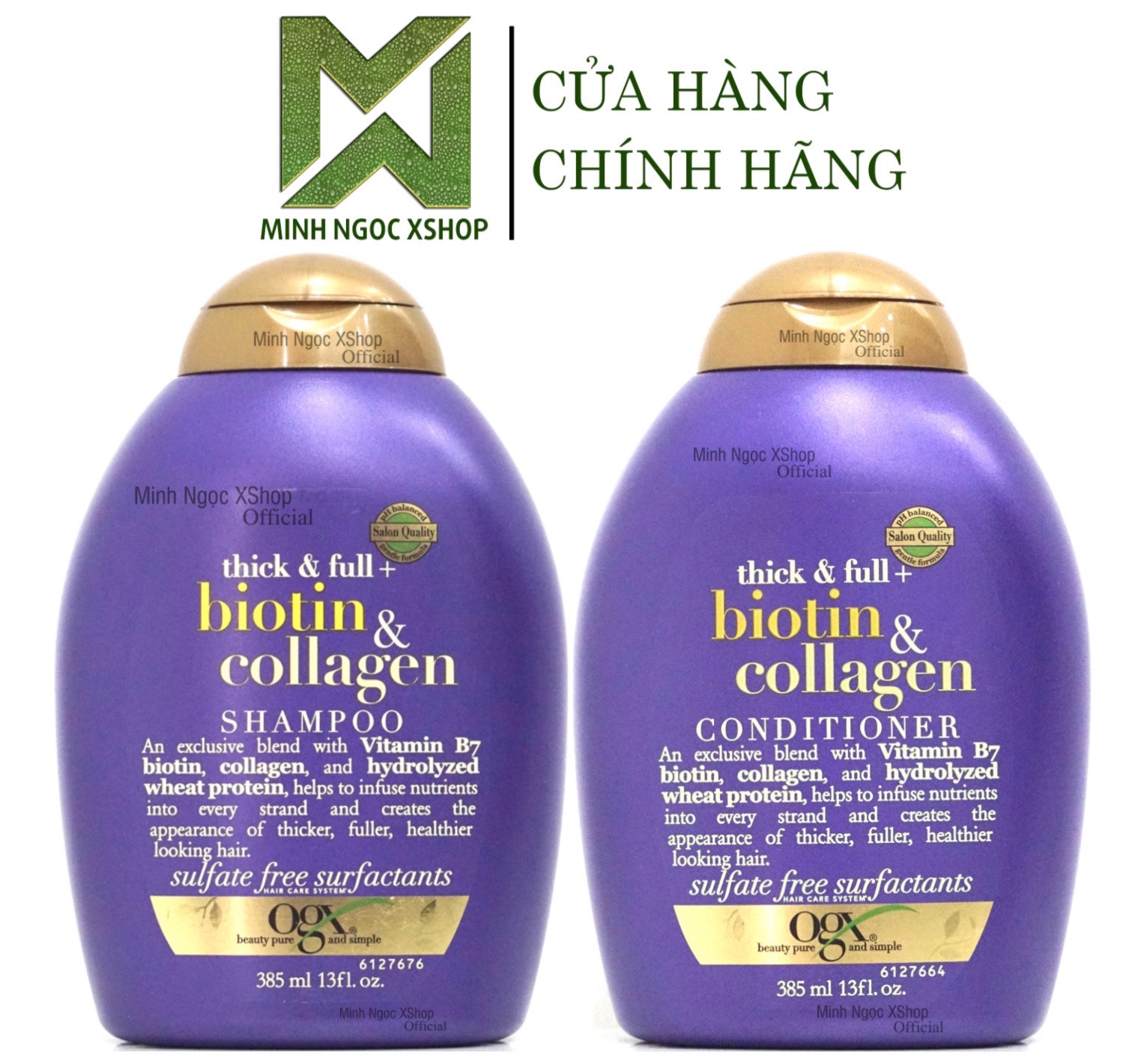Mô tả Dầu gội xả OGX Thick Full Biotin Collagen phục hồi, chống rụng, kích mọc tóc 385ML - 2