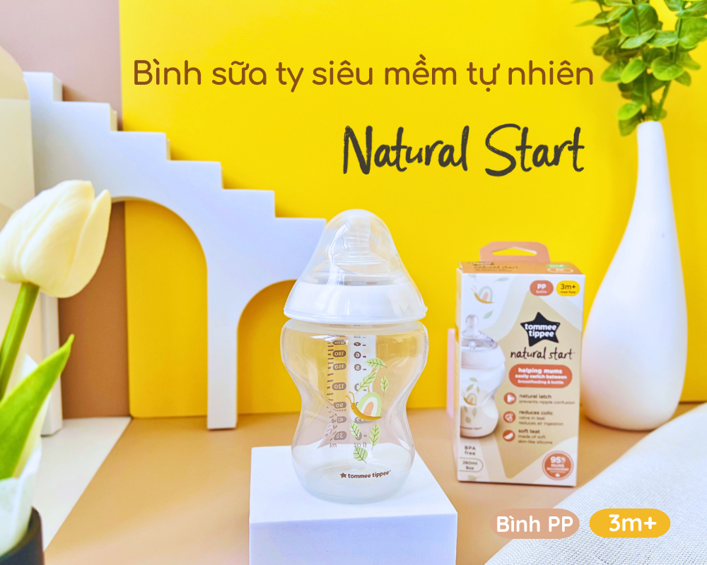 Mô tả Bình Sữa PP Ty Siêu Mềm Tự Nhiên Tommee Tippee Natural Start 260ml, Núm Ty Của Bình 3-6 Tháng - Hoạ Tiết - 2