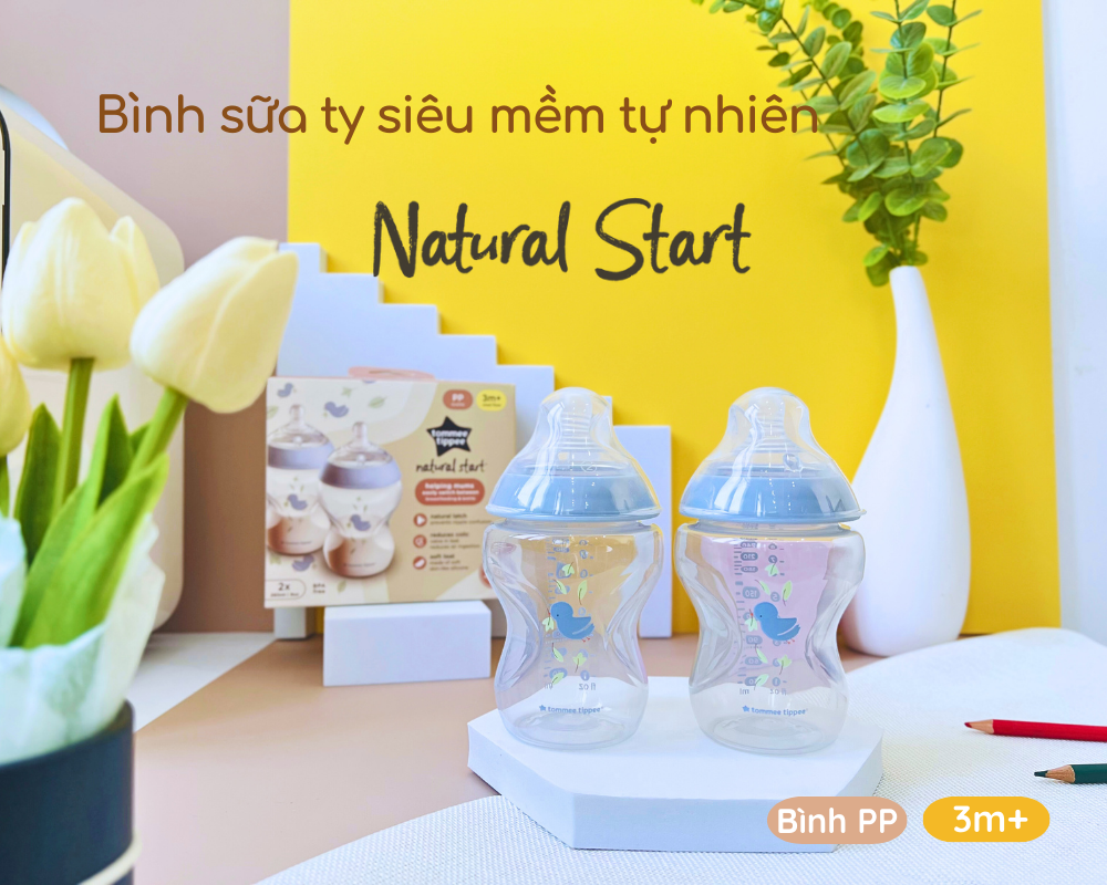 Mô tả Bình Sữa PP Ty Siêu Mềm Tự Nhiên Tommee Tippee Natural Start 260ml, Núm Ty Của Bình 3-6 Tháng, Xanh (Bình Đôi, Tách Lẻ) - 2