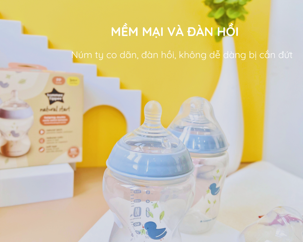 Mô tả Bình Sữa PP Ty Siêu Mềm Tự Nhiên Tommee Tippee Natural Start 260ml, Núm Ty Của Bình 3-6 Tháng, Xanh (Bình Đôi, Tách Lẻ) - 3
