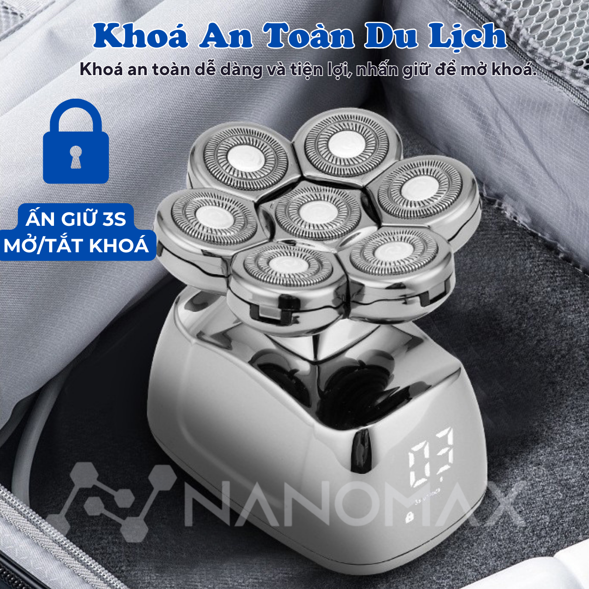Mô tả Máy Cạo Râu Không Dây Đa Năng Nanomax JK 1360 Lưỡi Dao Veener Vòng Đôi Chống Thấm Nước IPX6 Đế Sạc Cảm Ứng Tặng Kèm 6 Đầ - 8