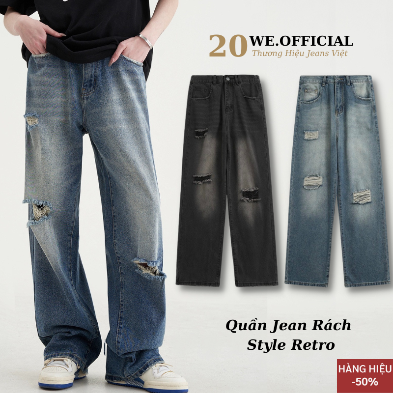 Quần jean rách đen nam R02 ống rộng mầu đen xám smoke chất jean bò ...