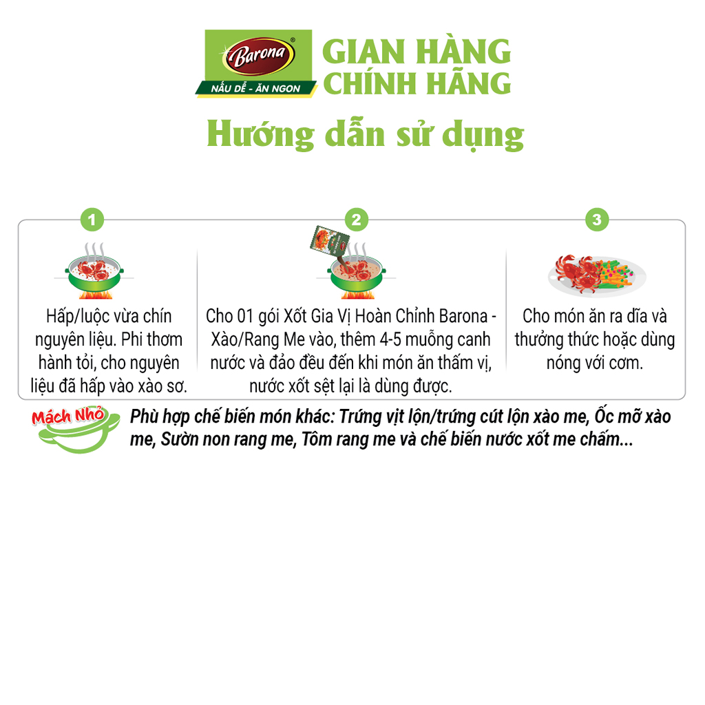 Mô tả Gia Vị Xào/ Rang Me Barona 80g ướp ngon chuẩn vị không cần nêm nếm - 4