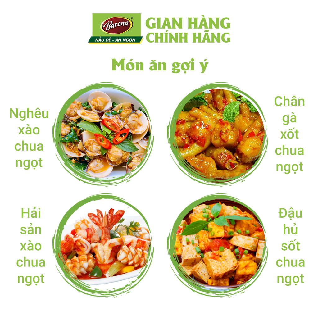 Mô tả Gia Vị Sườn Xào Chua Ngọt Barona 80g ướp ngon chuẩn vị không cần nêm nếm - 5