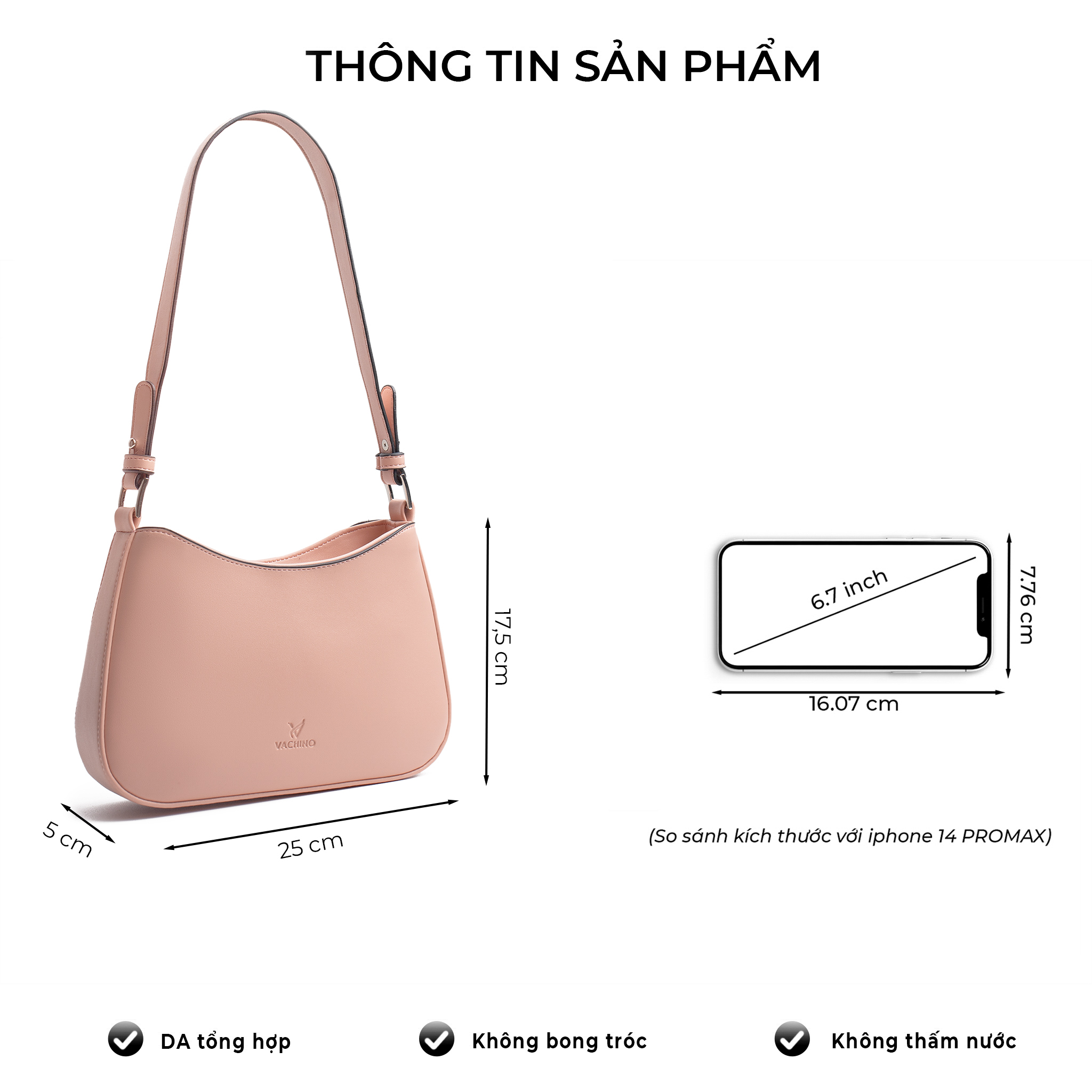 Mô tả Túi đeo vai nữ sang chảnh cao cấp VACHINO-TX043 - 2