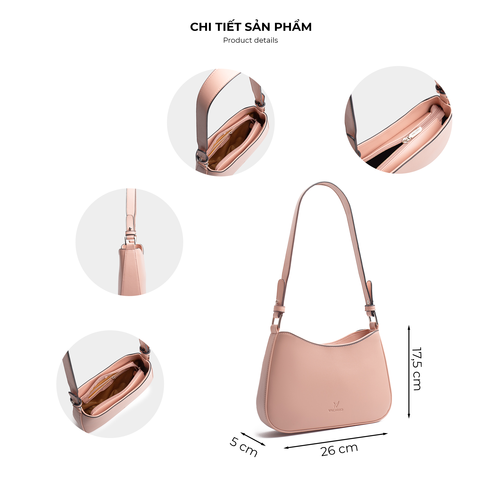 Mô tả Túi đeo vai nữ sang chảnh cao cấp VACHINO-TX043 - 3