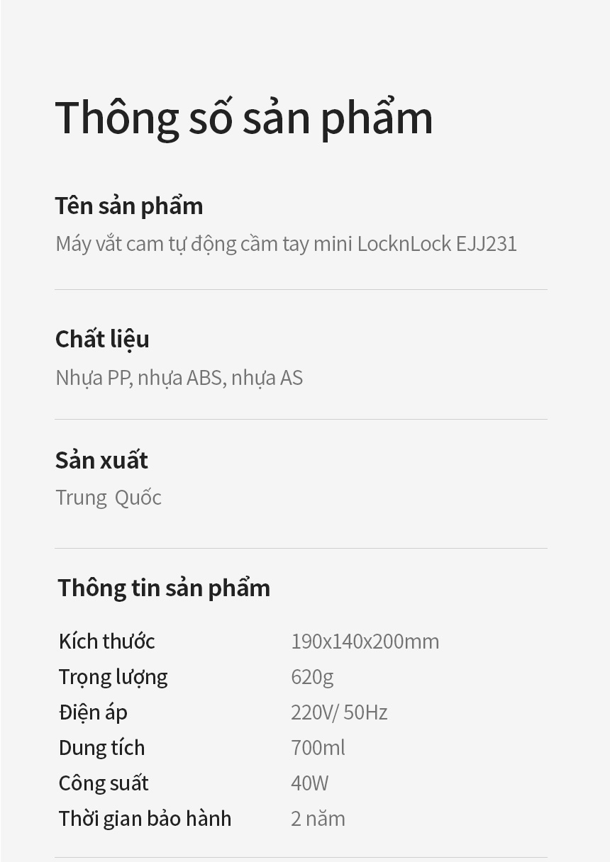 Vệ sinh máy vắt cam LocknLock EJJ231