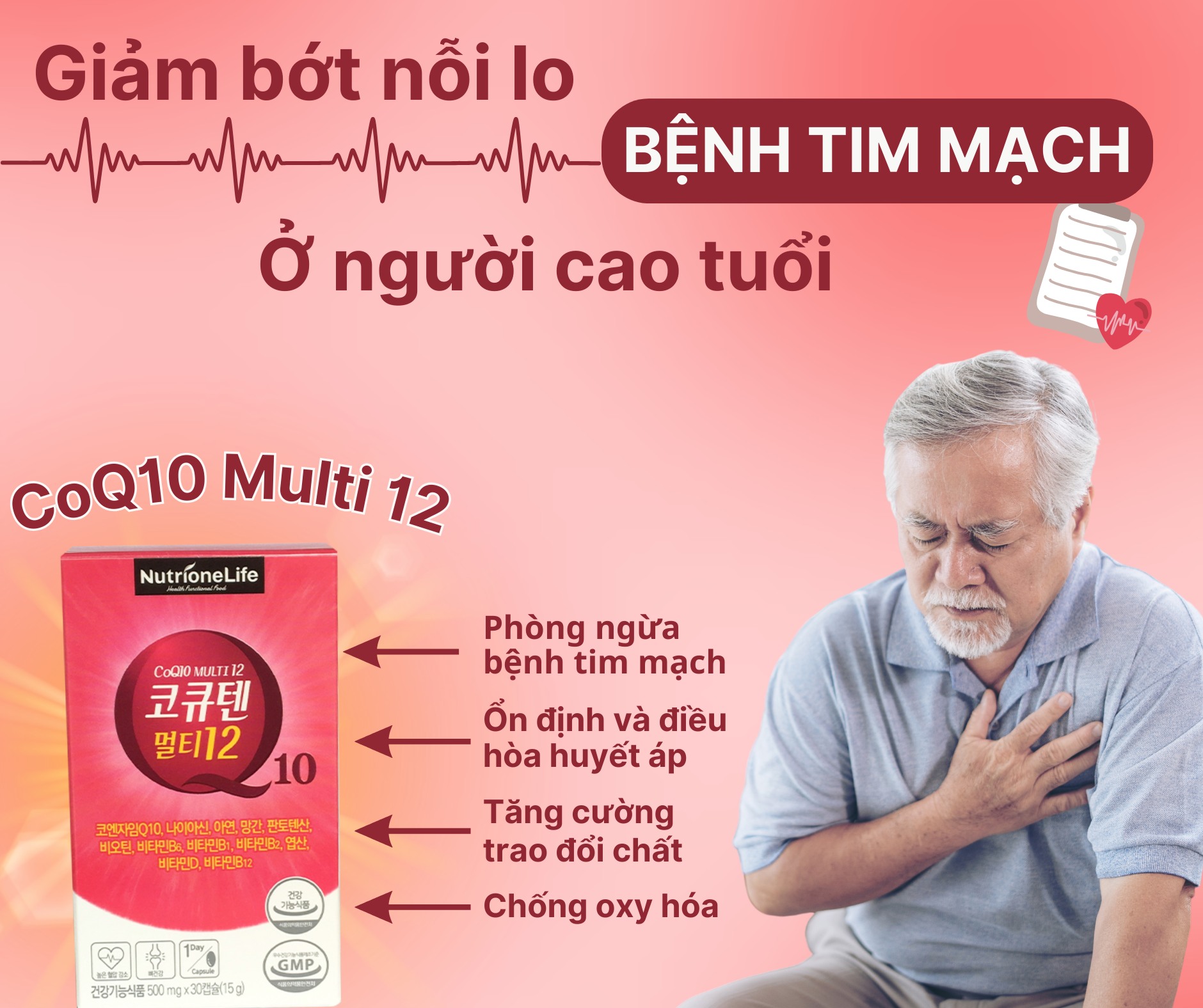 Mô tả COMBO 2 Hộp NUTRIONELIFE CoQ10 Multi 12 Bảo Vệ Tim Mạch, Ổn Định Huyết Áp 500mg/ Viên - 5