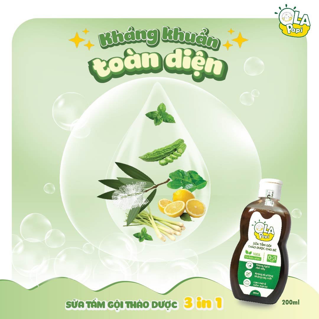 Mô tả Nước tắm ngừa rôm mụn ngứa thảo mộc trẻ em không cay mắt 200ml Mệ Đoan - 3