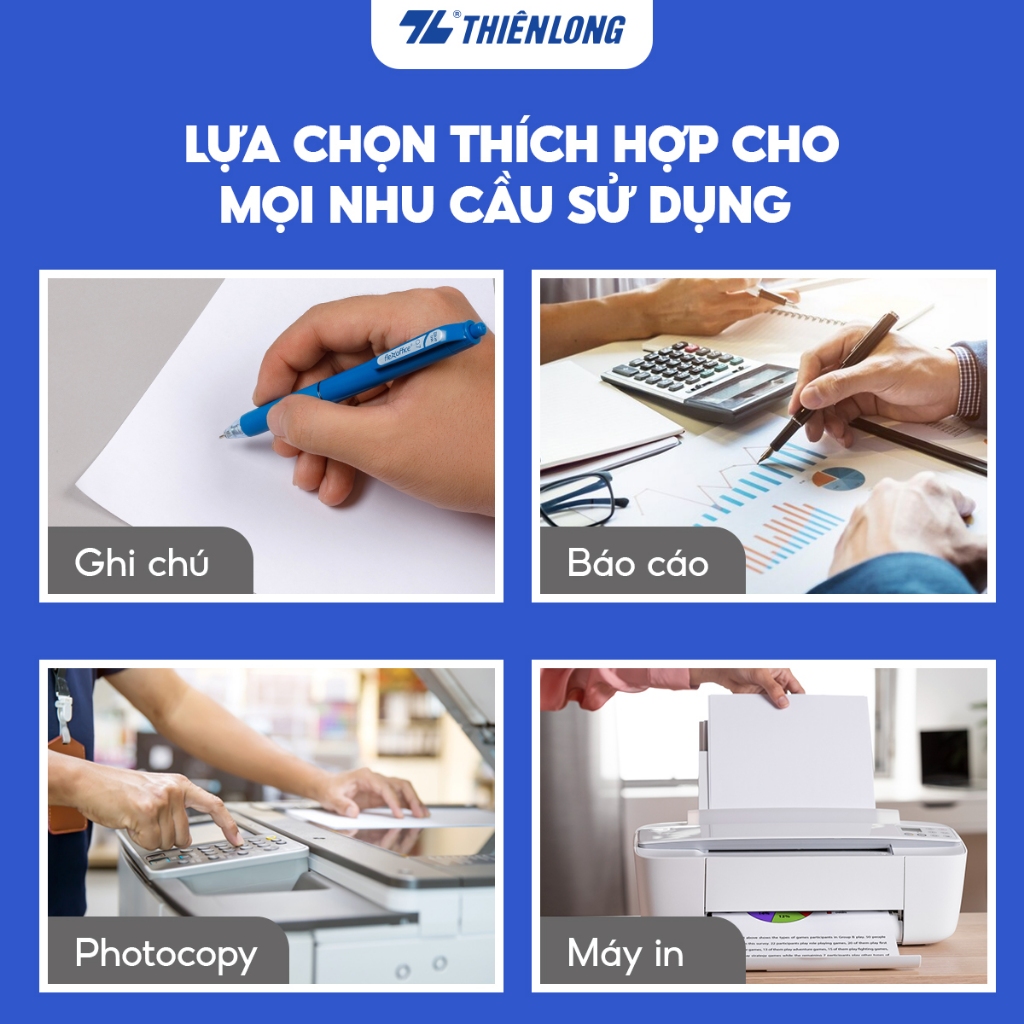 Mô tả Combo 5 ream giấy in A4, giấy photo 70gsm Thiên Long IK Copy 500 tờ - Thùng giấy A4 500 tờ cứng không gợn sóng - 8