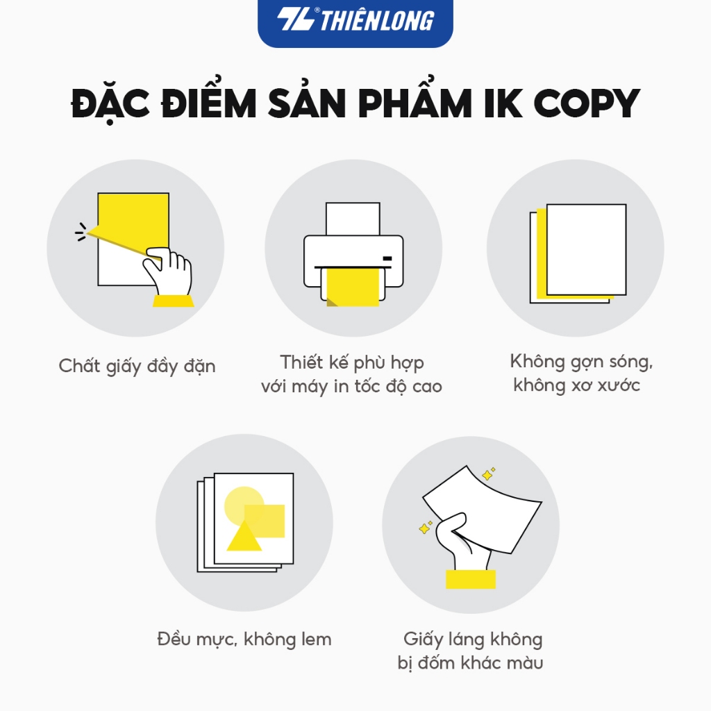 Mô tả Combo 5 ream giấy in A4, giấy photo 70gsm Thiên Long IK Copy 500 tờ - Thùng giấy A4 500 tờ cứng không gợn sóng - 1
