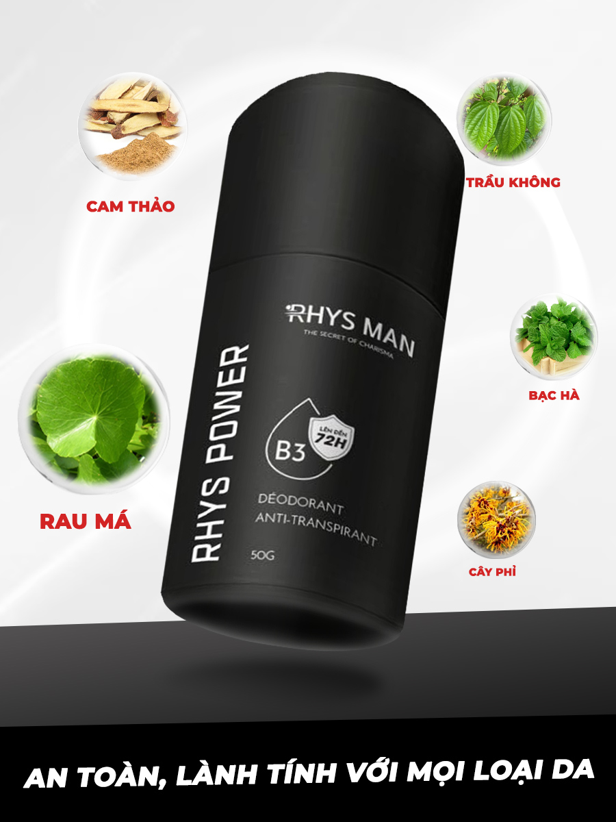 Mô tả Combo Lăn khử mùi nam 50ml & Xịt khử mùi chân 100ml & Body mist nam 120ml RHYS MAN - 2