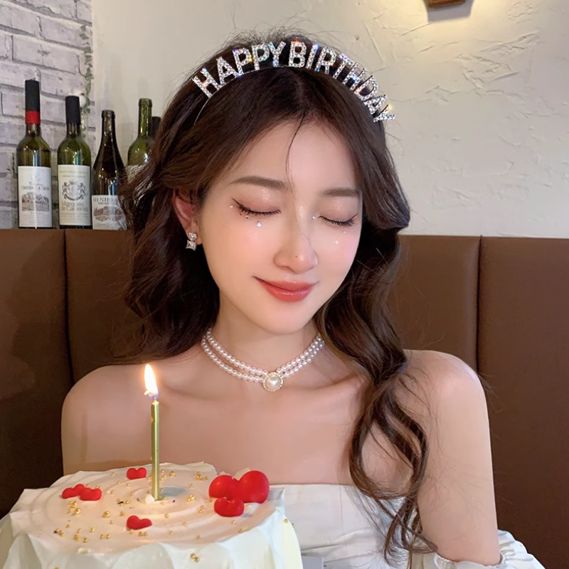 Cài tóc Happy birthday màu bạc đính đá lấp lánh và đáng iu, bờm tóc sinh nhật, quà tặng sinh nhật, băng đô cài tóc | Shopee Việt Nam