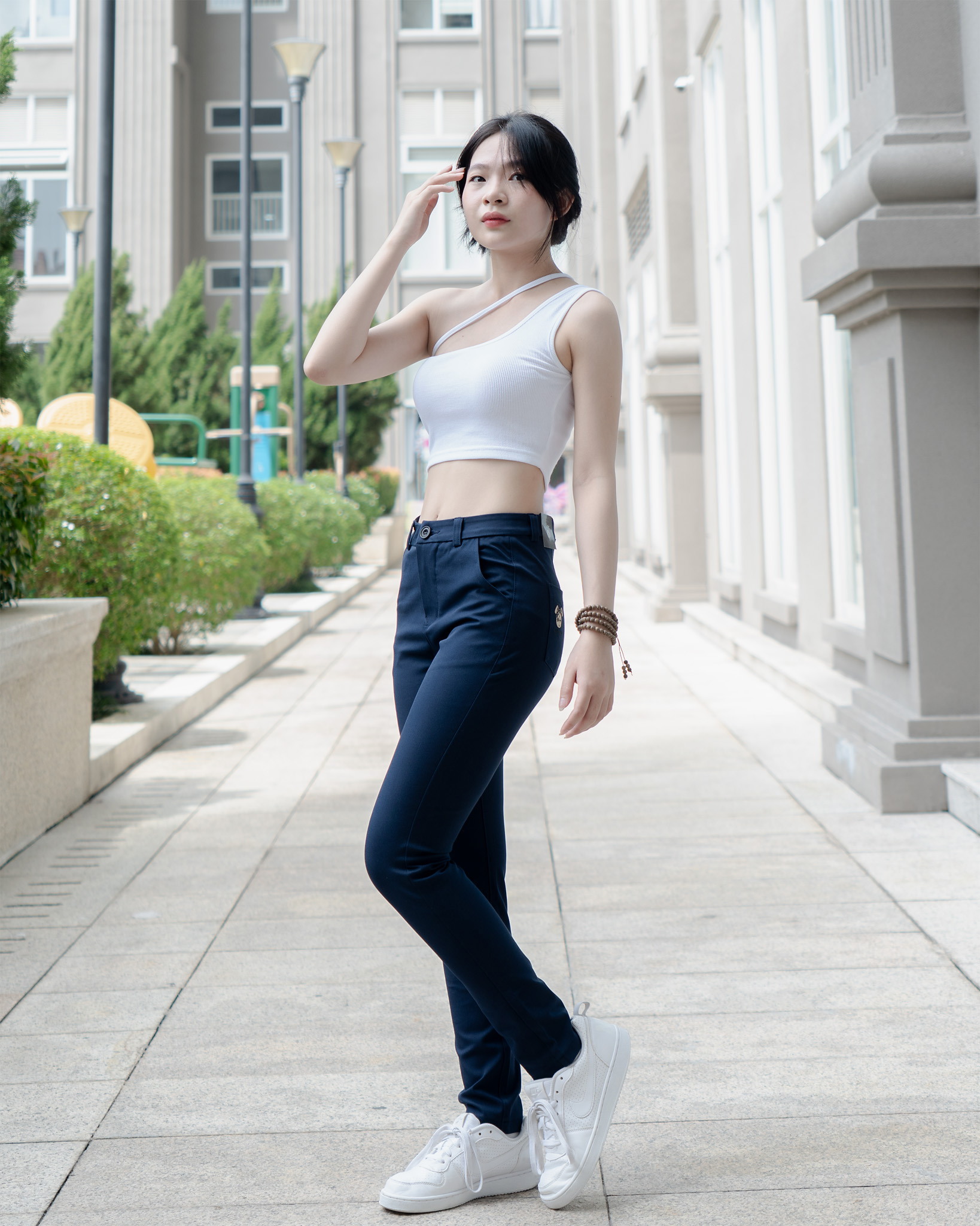 Mô tả Quần kaki nữ KQ STYLING ống đứng ôm dáng co giãn 4 chiều mềm mịn Xanh Đen cao cấp - 1