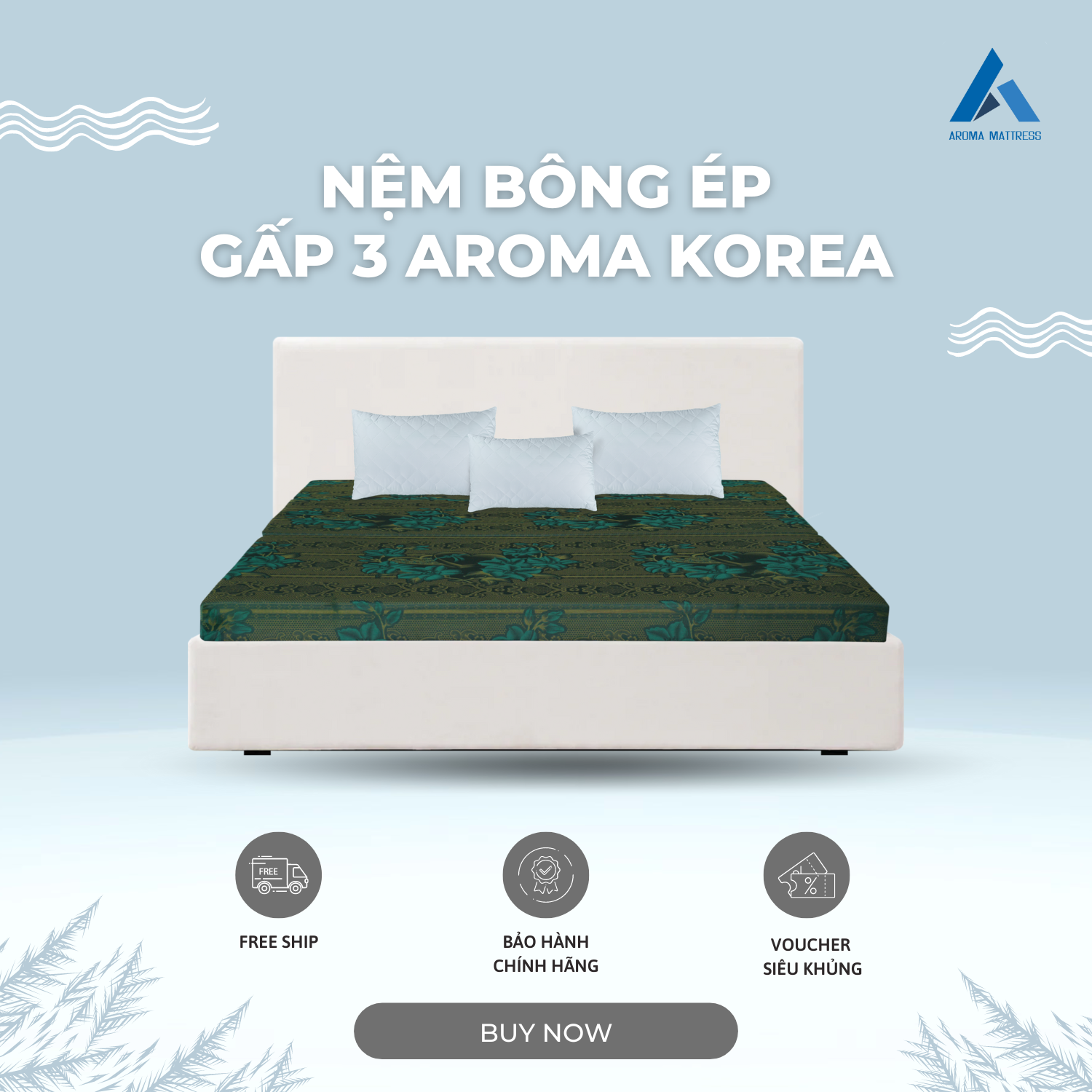 Mô tả Nệm Bông Ép Gấp 3 Aroma Korea - Nệm Mềm - Êm Ái - Bảo Hành 5 năm - Nhiều Màu Giao Ngẫu Nhiên - 2