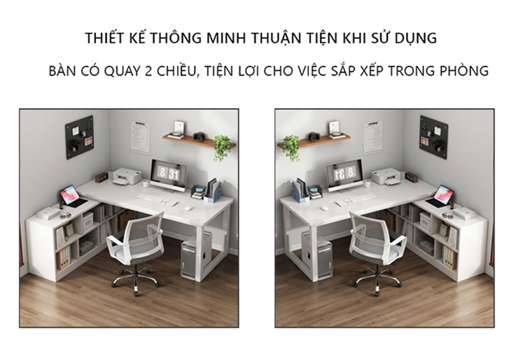 Mô tả Bàn làm việc chữ L kèm kệ sách thông minh thương hiệu IGA - Gm131 - 4