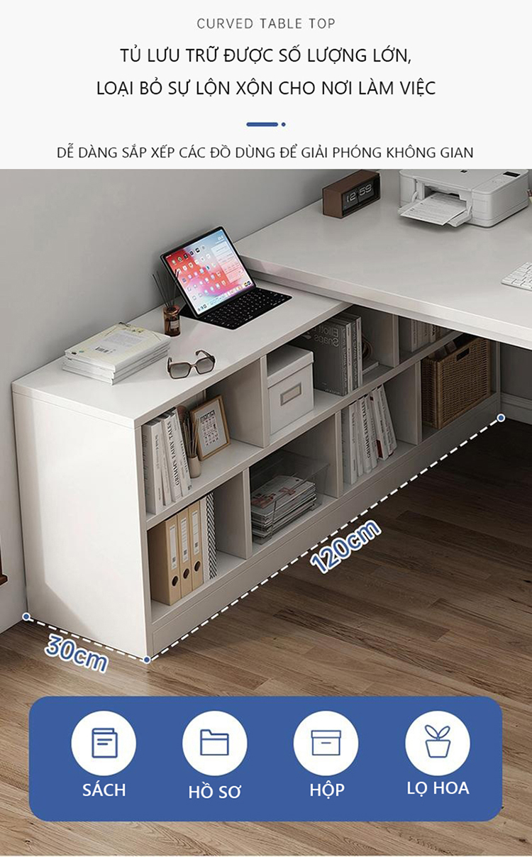 Mô tả Bàn làm việc chữ L kèm kệ sách thông minh thương hiệu IGA - Gm131 - 6