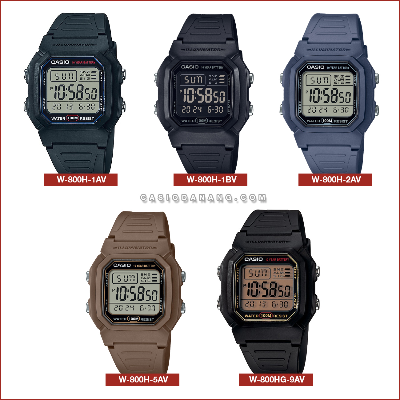 Mô tả Đồng hồ nam dây nhựa Casio chính hãng W-800 Series (36mm) - 1