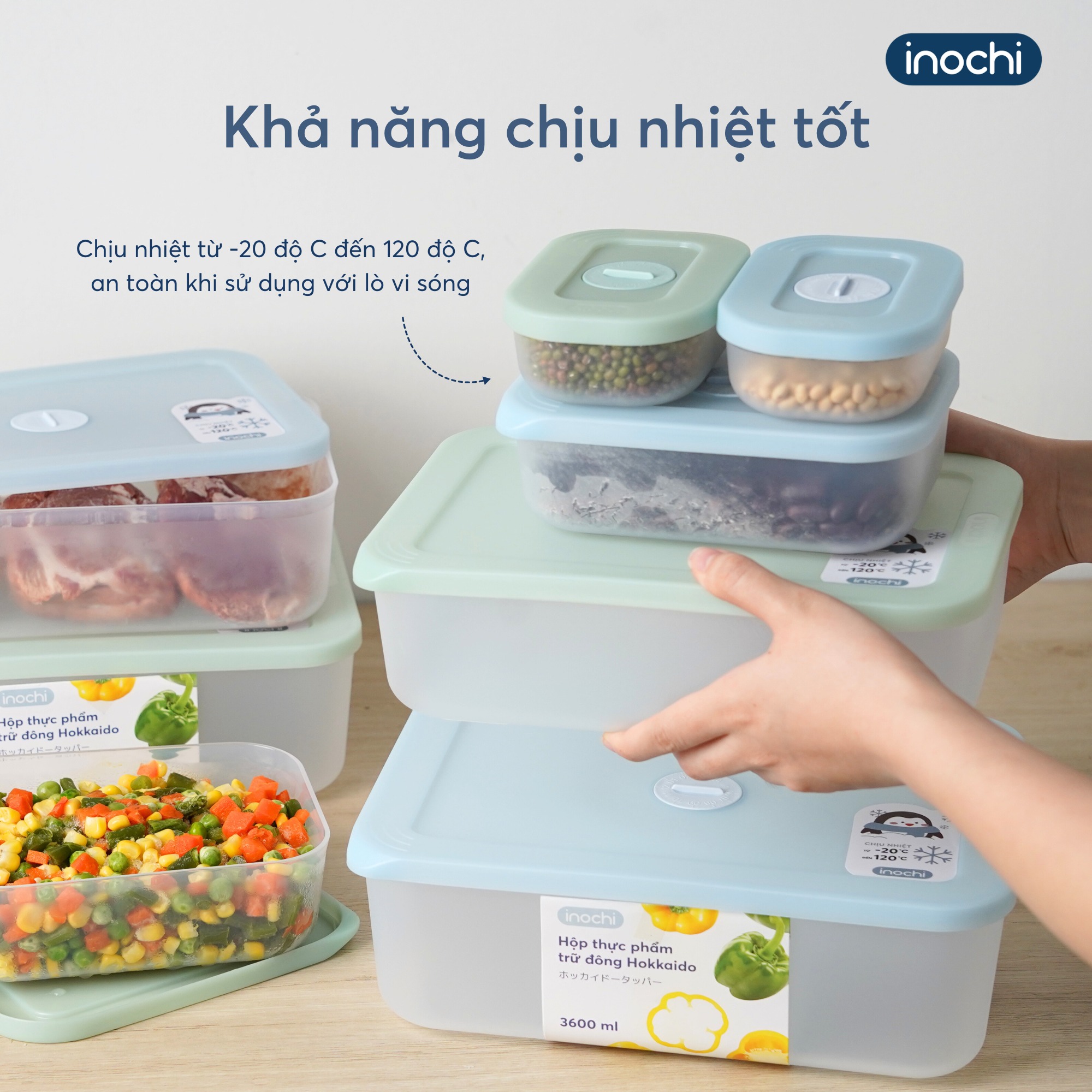 Bộ 2/3/4 hộp thực phẩm trữ đông cao cấp Inochi- Hokkaido, bảo quản, trữ ...