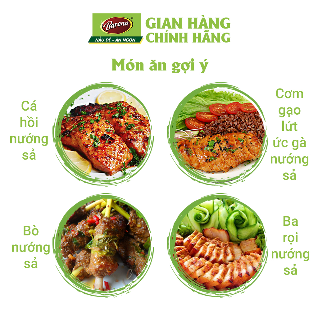 Mô tả Gia Vị Thịt Nướng Sả Barona 80g ướp ngon chuẩn vị không cần nêm nếm - 4
