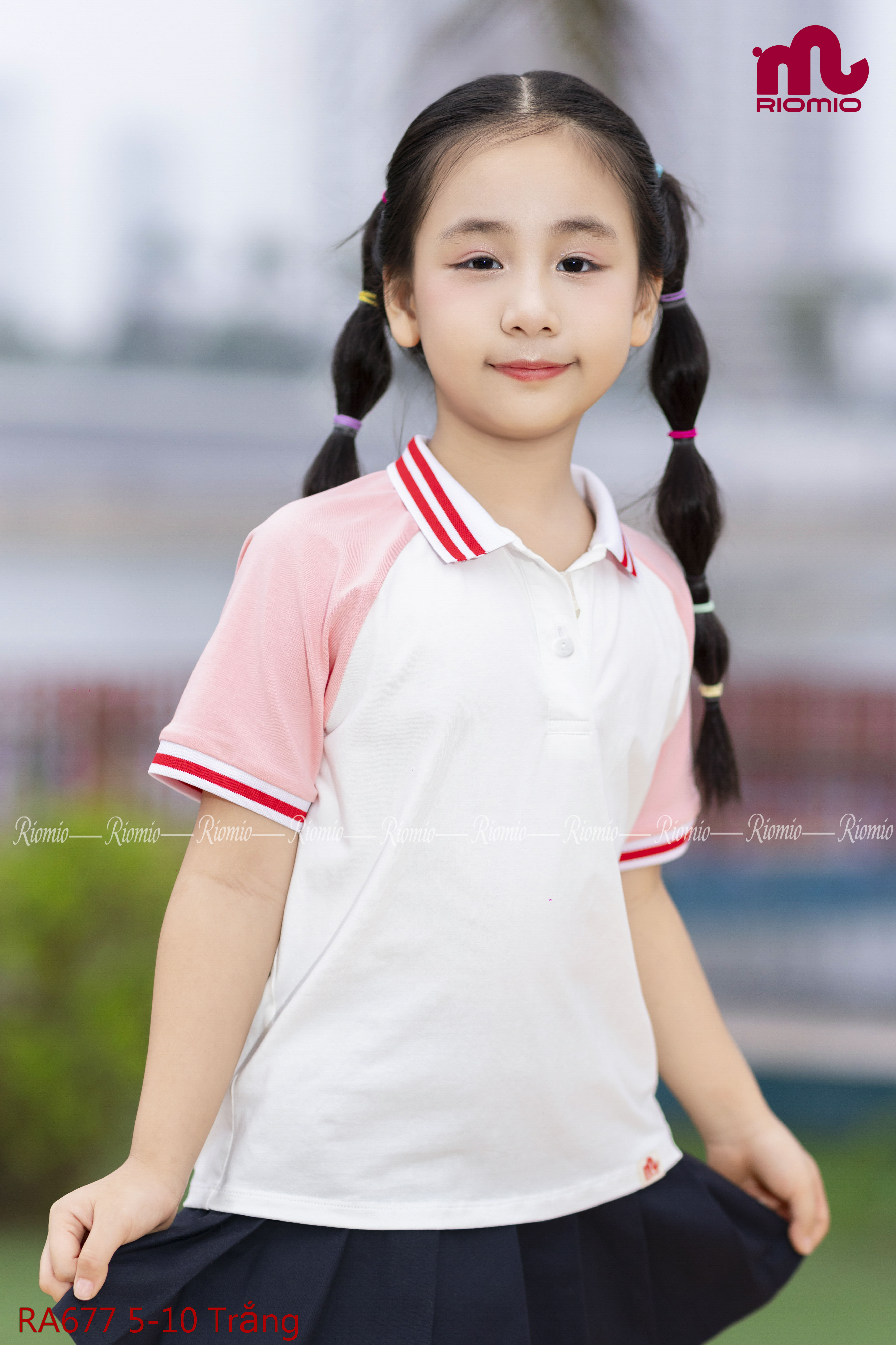 Mô tả Áo polo phối chân váy xếp ly RIOMIO - Có quần bảo hộ, size 21-42kg RA679,RA677,RCV661 - 2