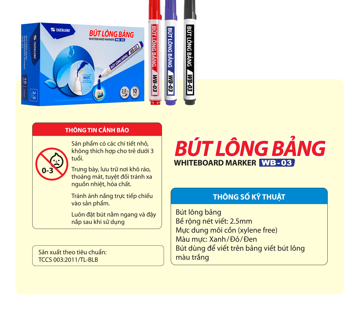 Mô tả Bút lông bảng xóa được Thiên Long WB-03 nét 2.5mm mực xanh đỏ đen không độc hại bơm mực dễ dàng - 12