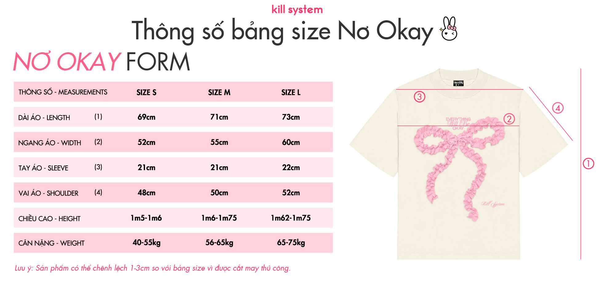 Mô tả Áo thun Nơ OKAY Killsystem oversize hình nơ nổi may nhún chất cotton - 2