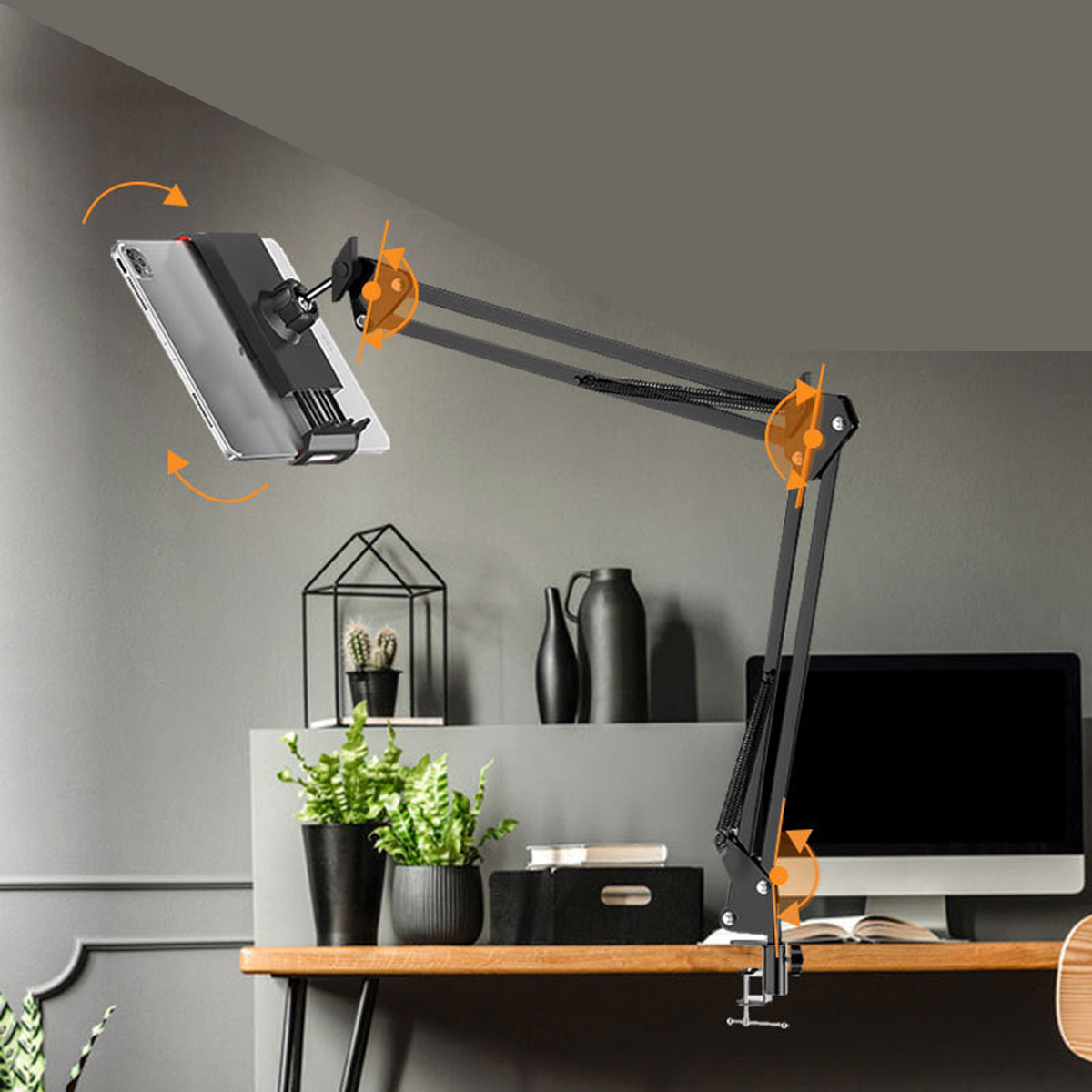Mô tả Giá Đỡ Điện Thoại, Máy Tính Bảng, Ipad Mở Rộng Đến 25cm Có Kẹp Bàn Khung Kim Loại 35cm Xoay 360 Độ Chính Hãng Amalife - 4