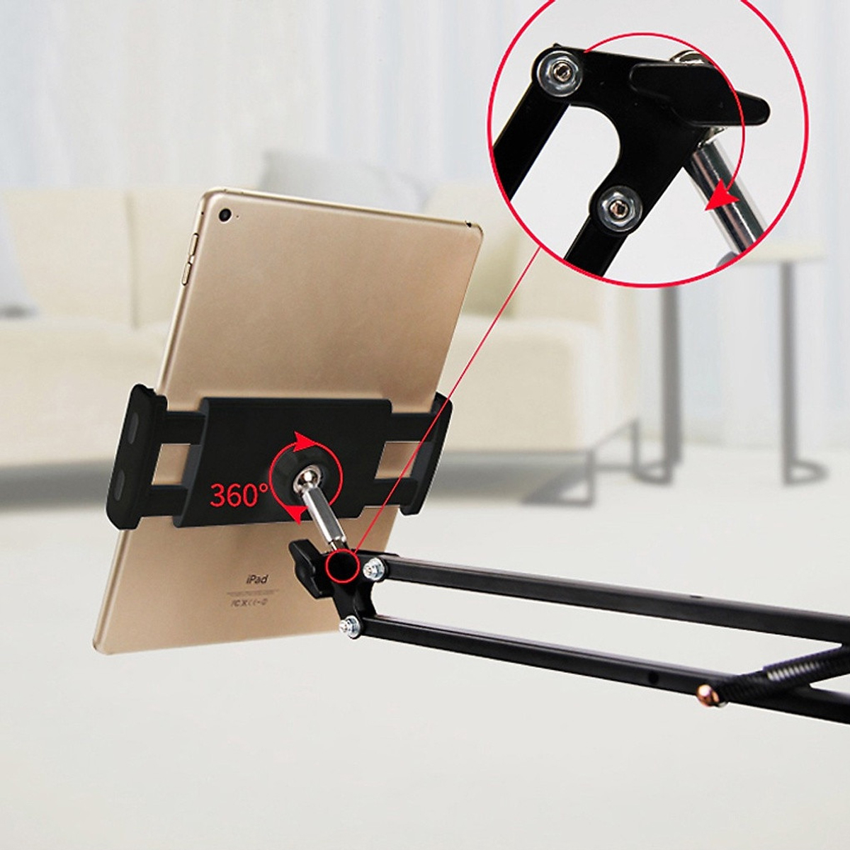 Mô tả Giá Đỡ Điện Thoại, Máy Tính Bảng, Ipad Mở Rộng Đến 25cm Có Kẹp Bàn Khung Kim Loại 35cm Xoay 360 Độ Chính Hãng Amalife - 8
