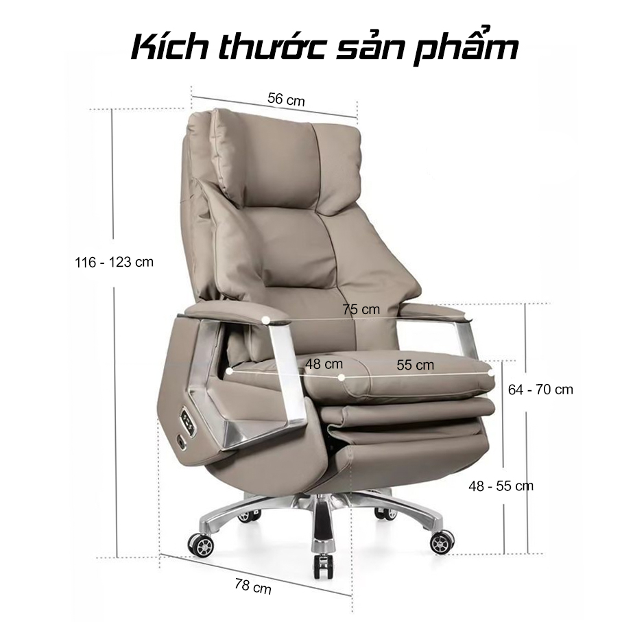 Ghế Giám Đốc Nghia Furniture Master Pro 3 da bò cao cấp