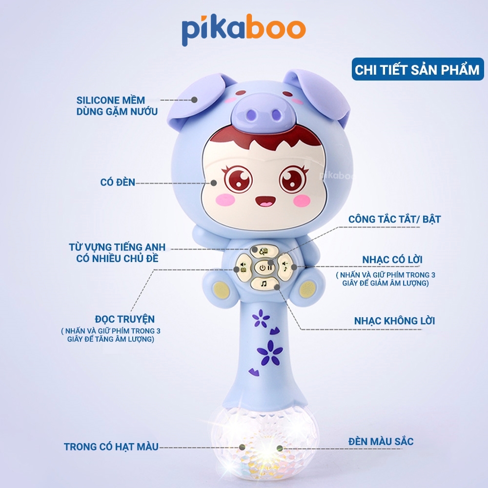 Mô tả Đồ chơi xúc xắc gặm nướu cho bé cao cấp Pikaboo phát nhạc vui nhộn đèn sáng lấp lánh cao cấp an toàn - 3