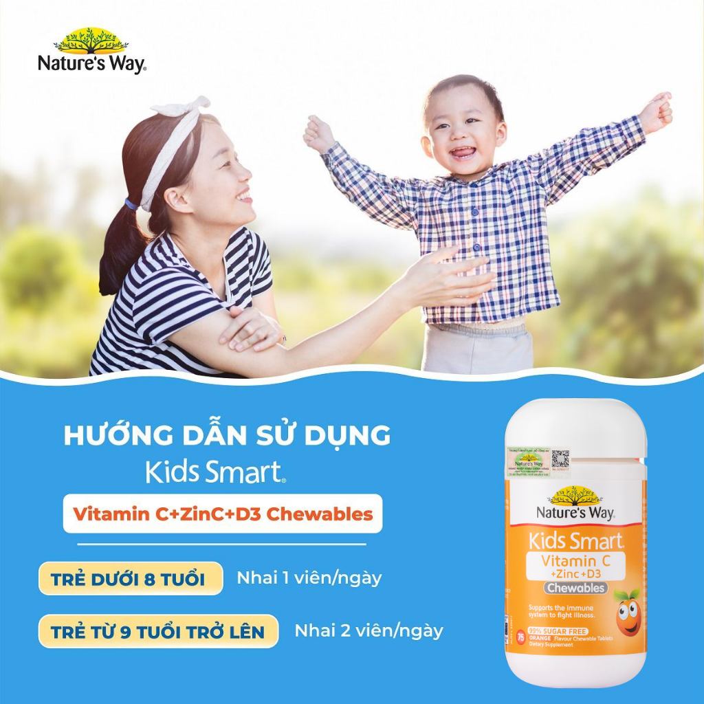 Mô tả Viên Nhai Nature’s Way Kids Smart Vitamin C+ZinC+D3 Chewable Tablets Bổ Sung Vitamin Cho Bé Phát Triển Toàn Diện 75 Viên - 7