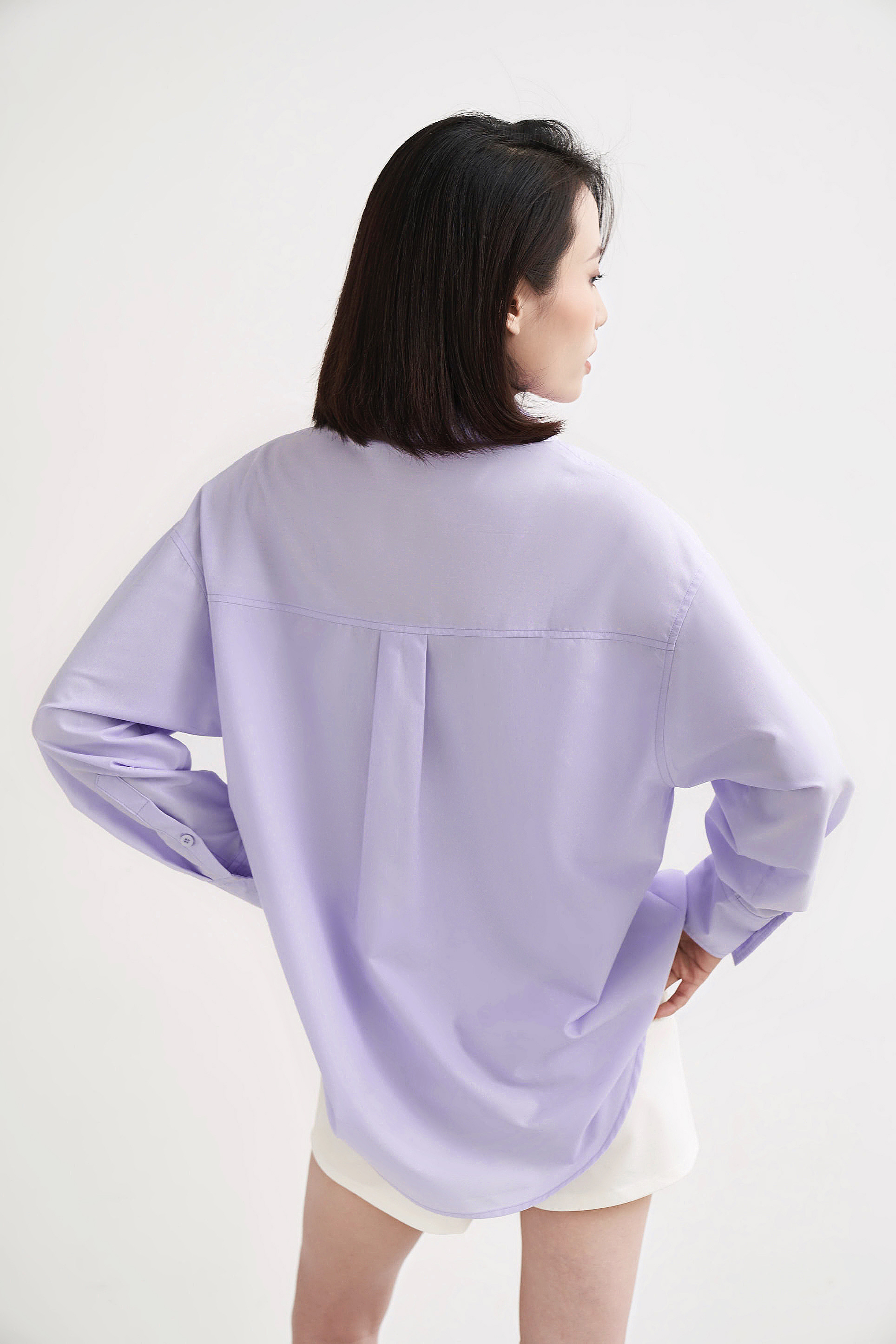 Áo sơ mi form rộng GILLEE tím pastel
