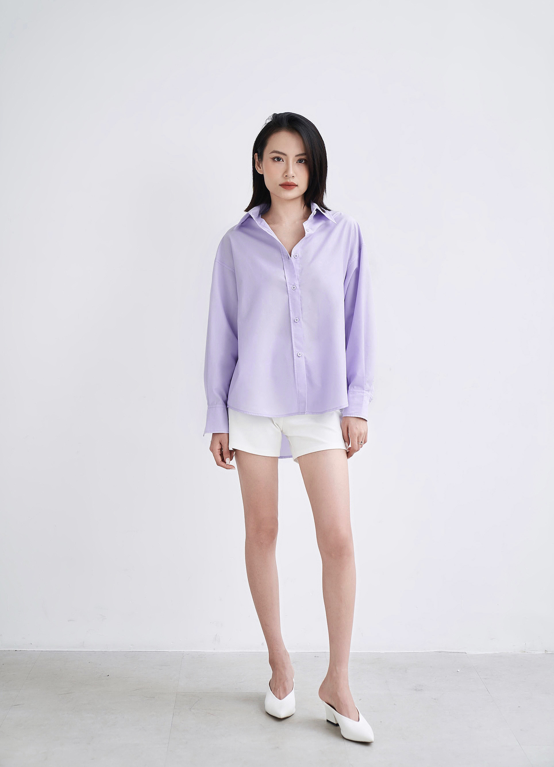 Sơ mi nữ vải kate Mỹ tím pastel FAS293