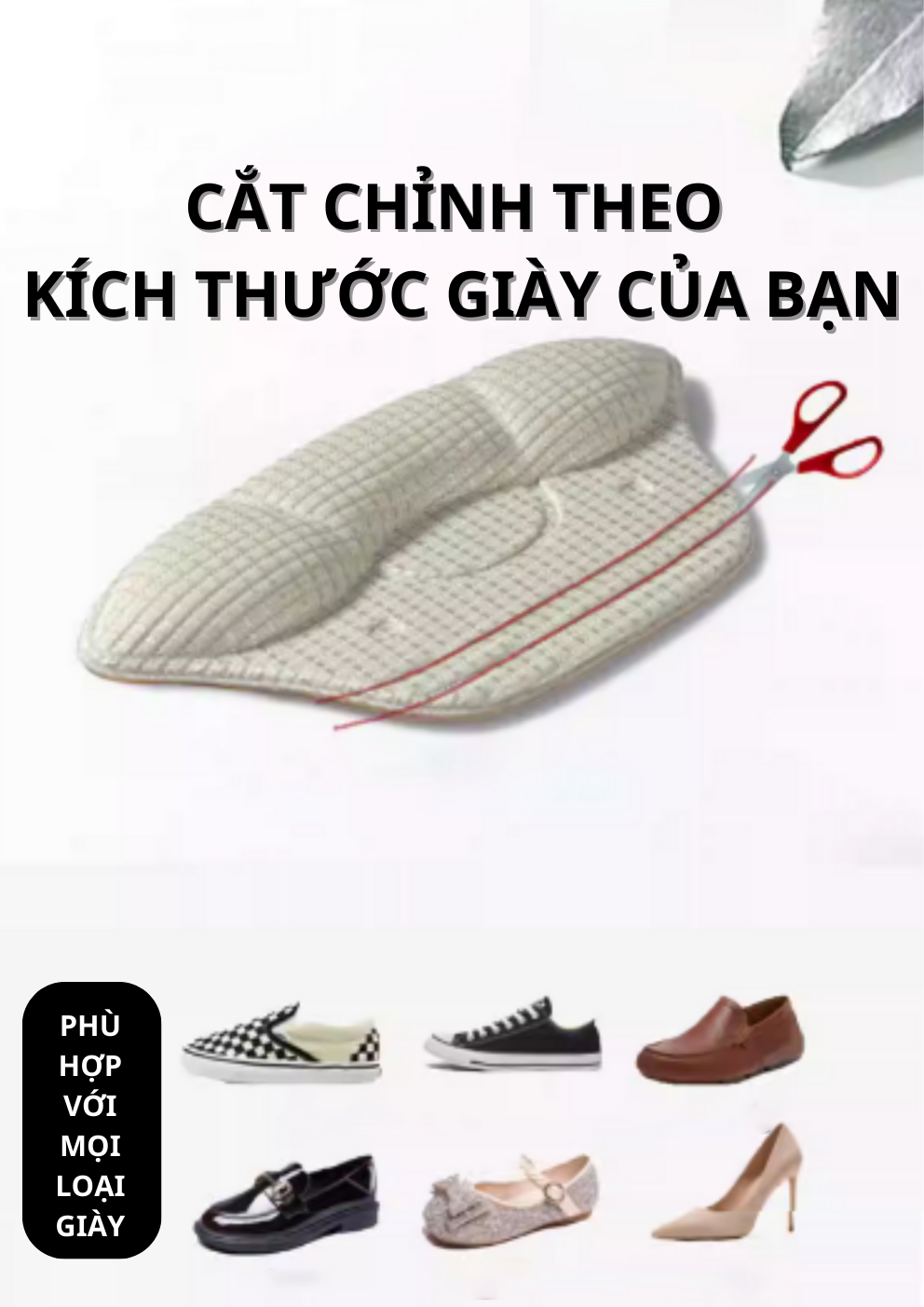 Mô tả Miếng Dán Lót Gót Giày Điều Chỉnh Kích Cỡ MINSU M5511 Thu Nhỏ Cho Giày Lớn, Chống Trượt và Ma Sát Gót Chân - 4