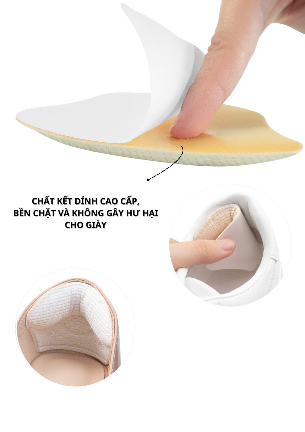 Mô tả Miếng Dán Lót Gót Giày Điều Chỉnh Kích Cỡ MINSU M5511 Thu Nhỏ Cho Giày Lớn, Chống Trượt và Ma Sát Gót Chân - 6