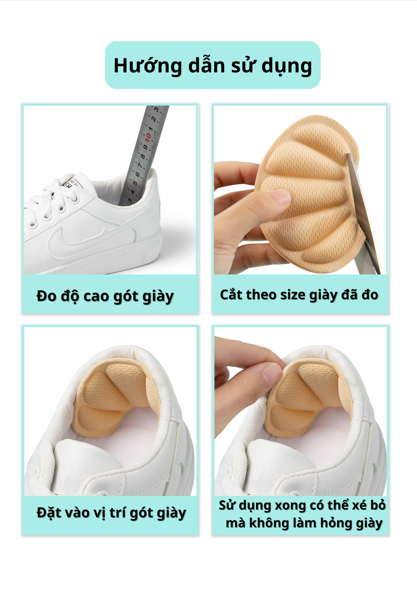 Mô tả Miếng Dán Lót Gót Giày Vỏ Sò MINSU M5514 Đệm Chống Trầy Chân, Bị Rộng Chuyên Cho Giày Cao Gót, Thể Thao Nữ - 9