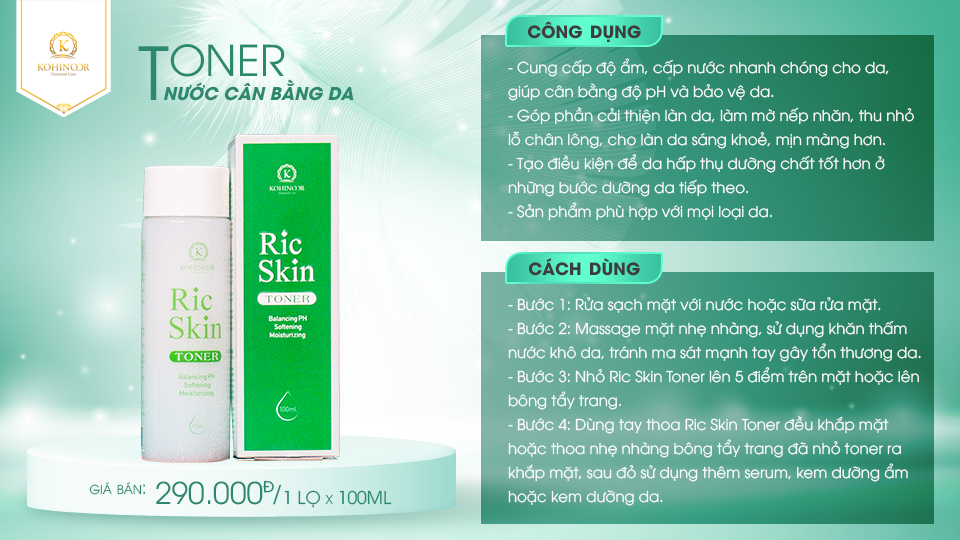 Mô tả Nước cân bằng da toner Ric Skin Kohinoor 100ml - 1