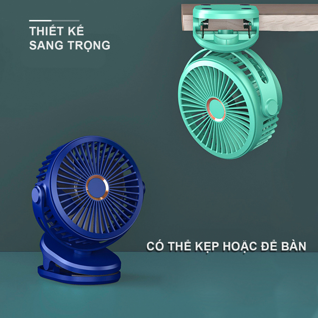 Quạt mini Kaidoko icaros SH14 kẹp bàn sạc pin tích điện điều chỉnh linh ...